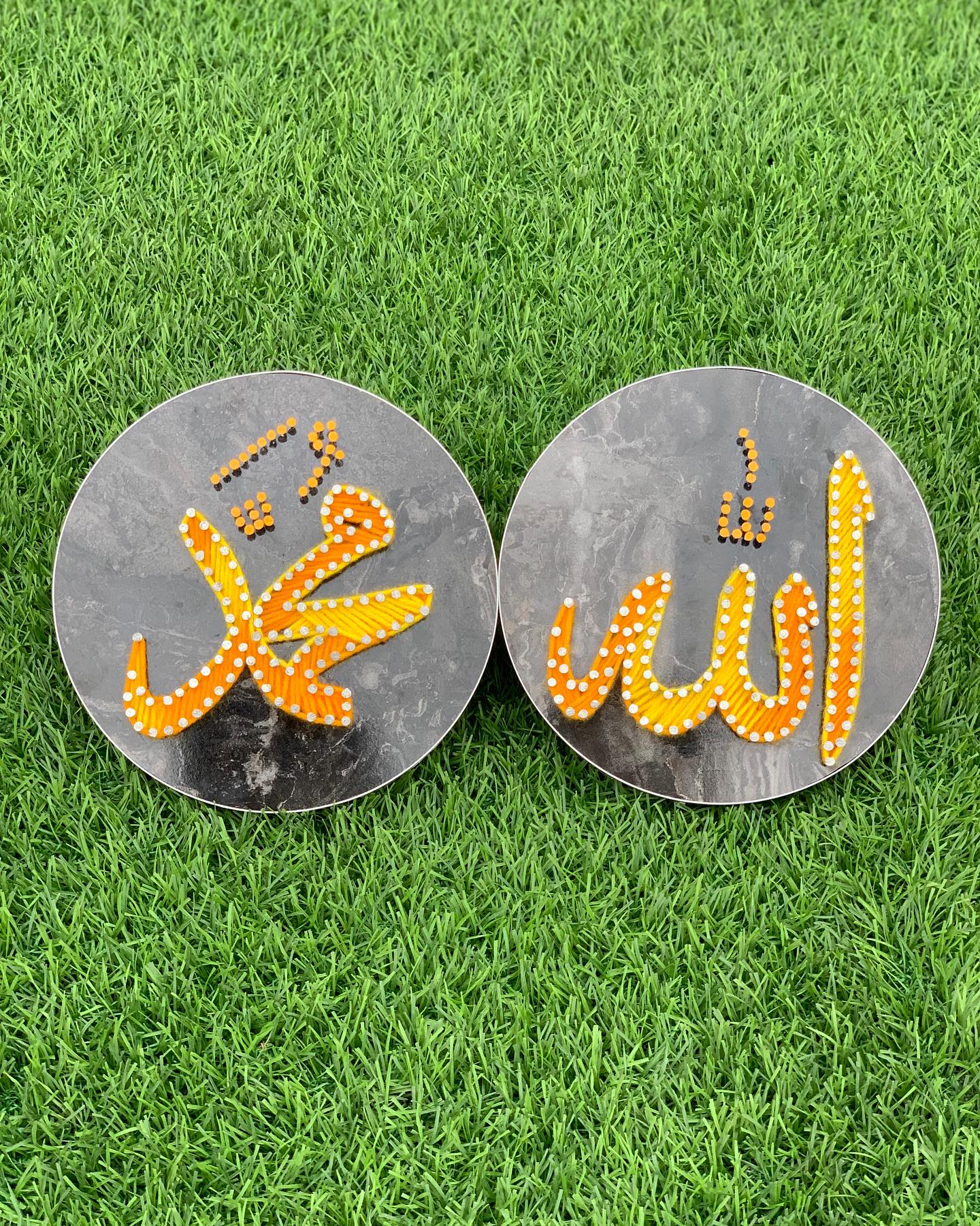 Allah Muhammad SAW wood frames — custom string art Pakistan handmade by Woody Strings Lahore Pakistan
