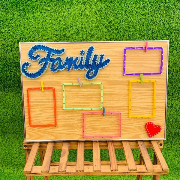 Beautiful family board to display your precious moments — custom string art Pakistan handmade by Woody Strings Lahore Pakista