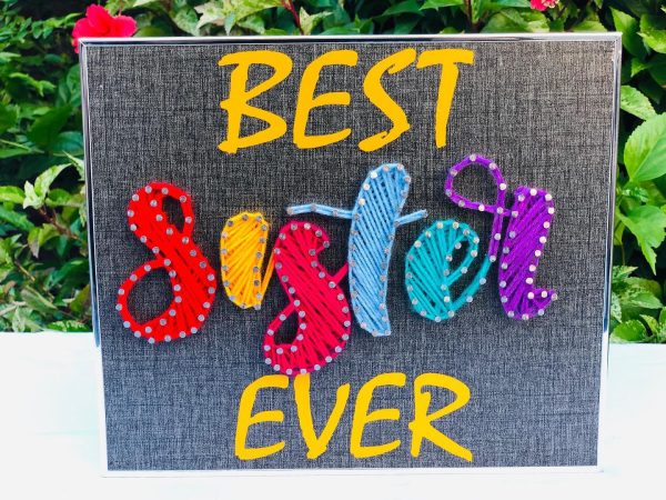 Best sister ever — custom string art Pakistan handmade by Woody Strings Lahore Pakistan