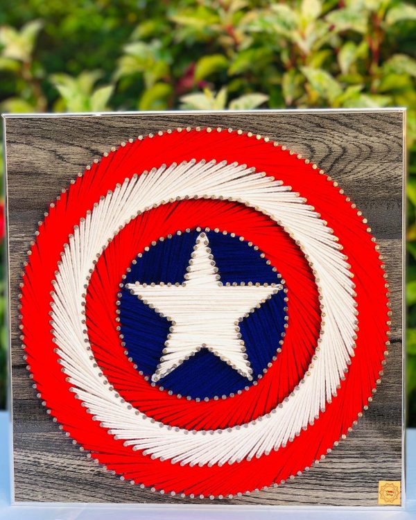 Captain america string art — custom string art Pakistan handmade by Woody Strings Lahore Pakistan