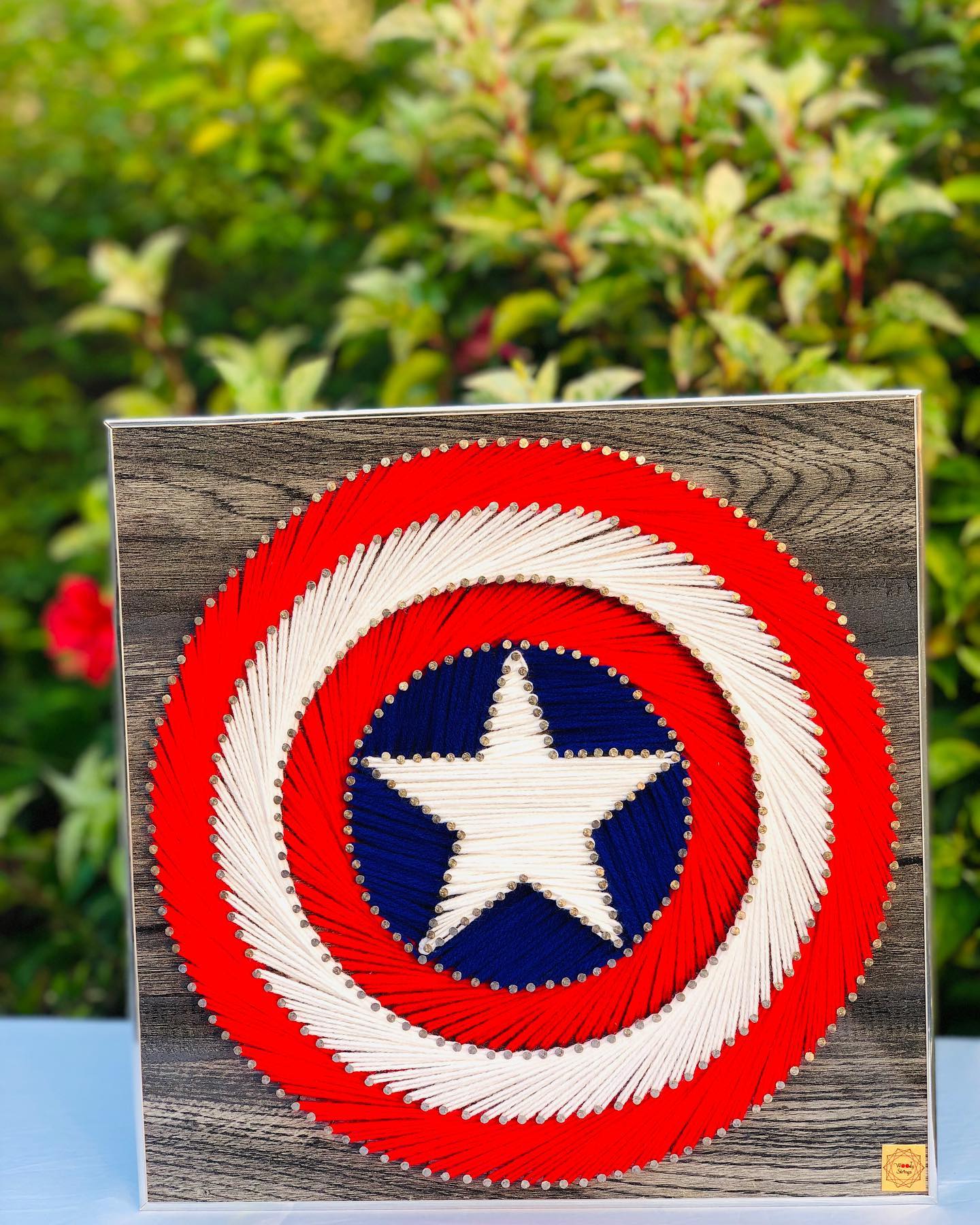 Captain America — custom string art Pakistan handmade by Woody Strings Lahore Pakistan