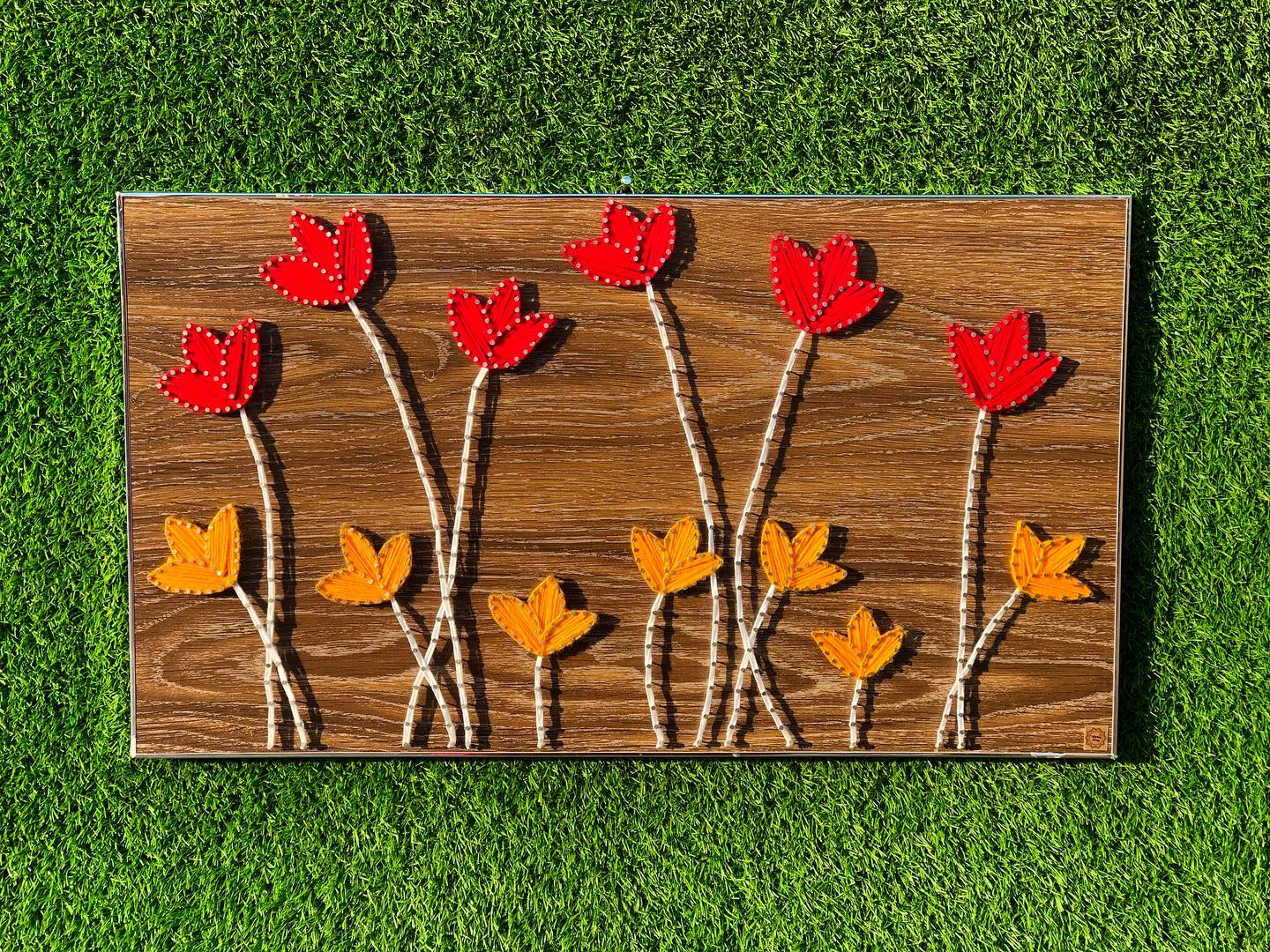 Customised floral frame — custom string art Pakistan handmade by Woody Strings Lahore Pakistan