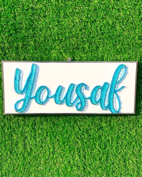 Customised name frame delivered — custom string art Pakistan handmade by Woody Strings Lahore Pakistan