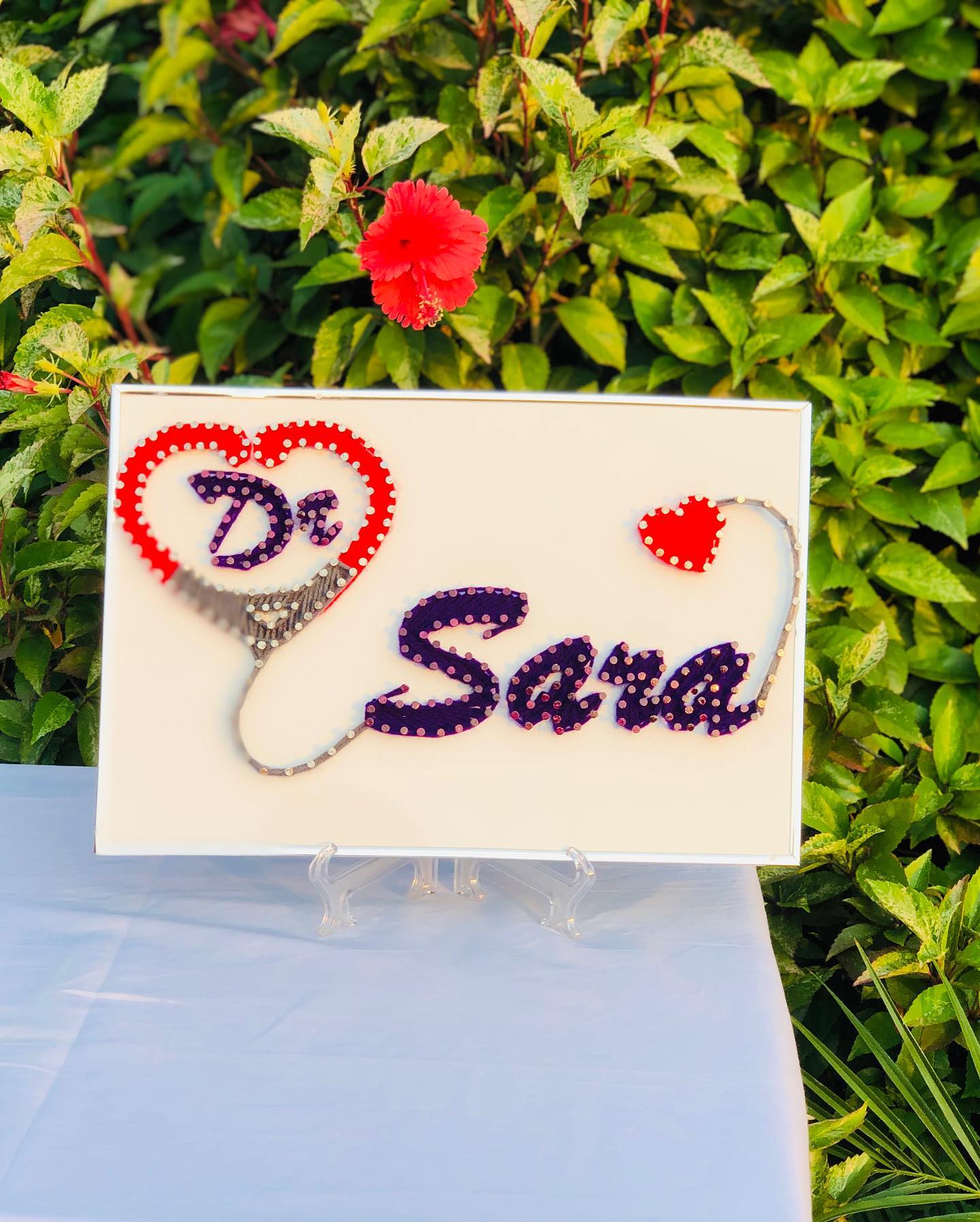 Customised name plate for all the doctors out there — custom string art Pakistan handmade by Woody Strings Lahore Pakistan