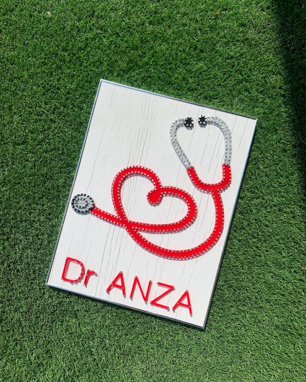 Customised name plate for all the doctors out there — custom string art Pakistan handmade by Woody Strings Lahore Pakistan