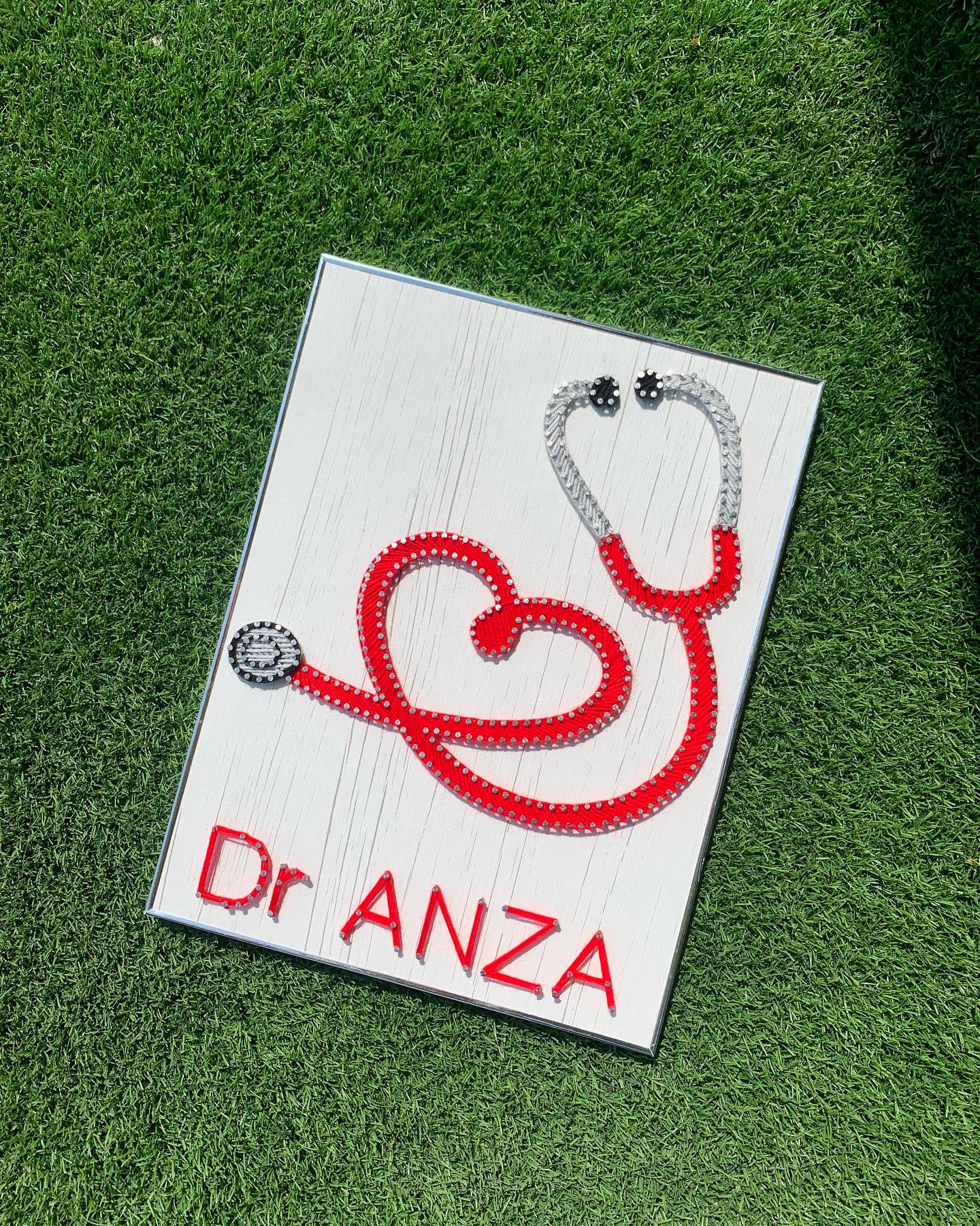 Customised name plate for all the doctors out there — custom string art Pakistan handmade by Woody Strings Lahore Pakistan