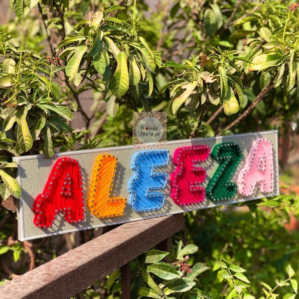 Customised name plate available — custom string art Pakistan handmade by Woody Strings Lahore Pakistan