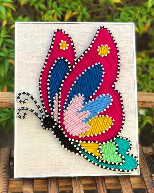 Cutest butterfly frame — custom string art Pakistan handmade by Woody Strings Lahore Pakistan