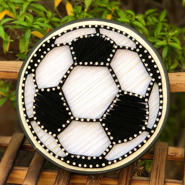 Football string art frame — custom string art Pakistan handmade by Woody Strings Lahore Pakistan