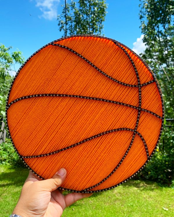 Fun basketball string art for your little champions room — anniversary gift string art handmade by Woody Strings Lahore Pakis