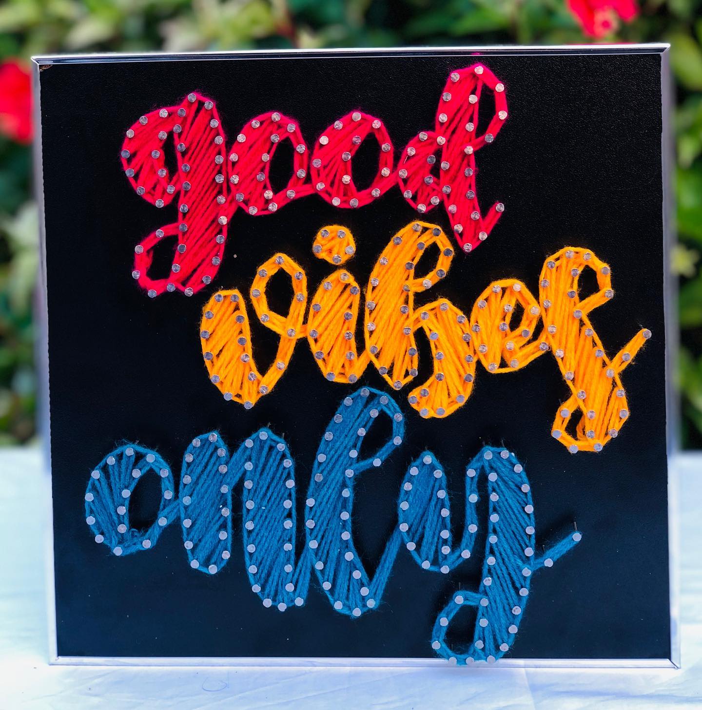 Good vibes only — custom string art Pakistan handmade by Woody Strings Lahore Pakistan