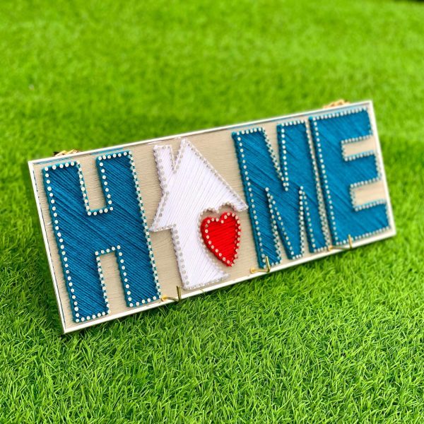 Home keyholder frame delivered — custom string art Pakistan handmade by Woody Strings Lahore Pakistan