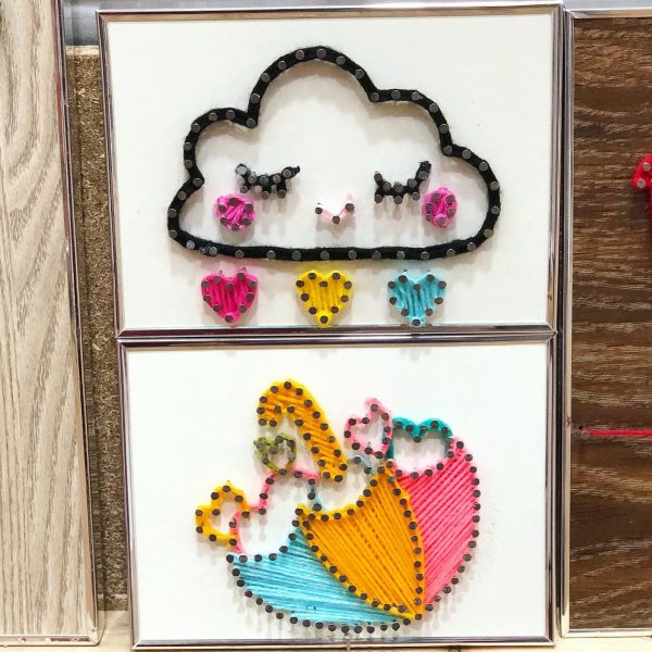 Its raining hearts — custom string art Pakistan handmade by Woody Strings Lahore Pakistan