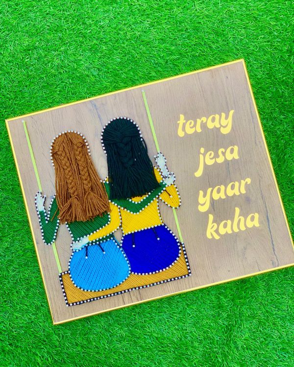 Kaha aisaa yaaraanaa — anniversary gift string art handmade by Woody Strings Lahore Pakistan