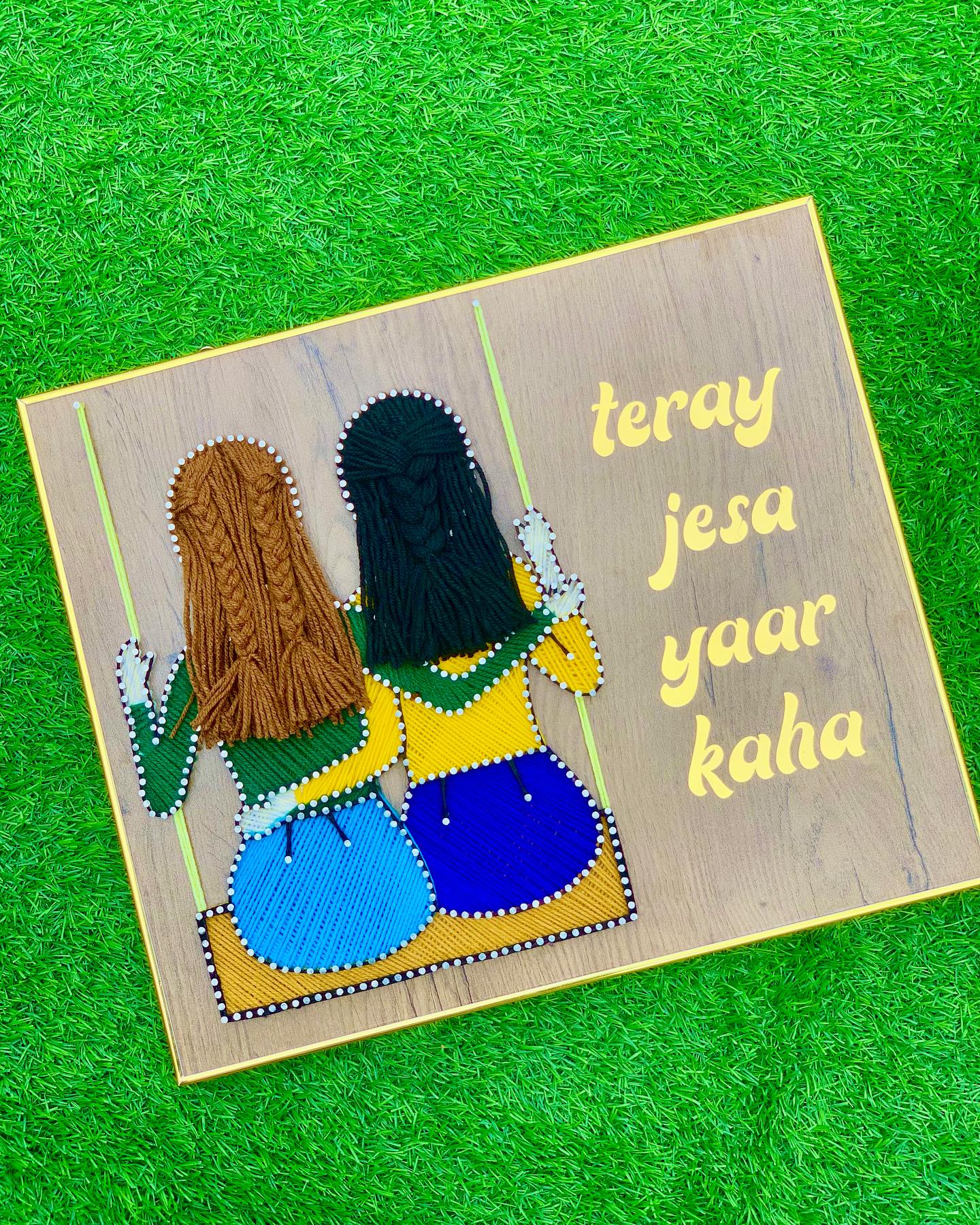 Kaha aisaa yaaraanaa — anniversary gift string art handmade by Woody Strings Lahore Pakistan