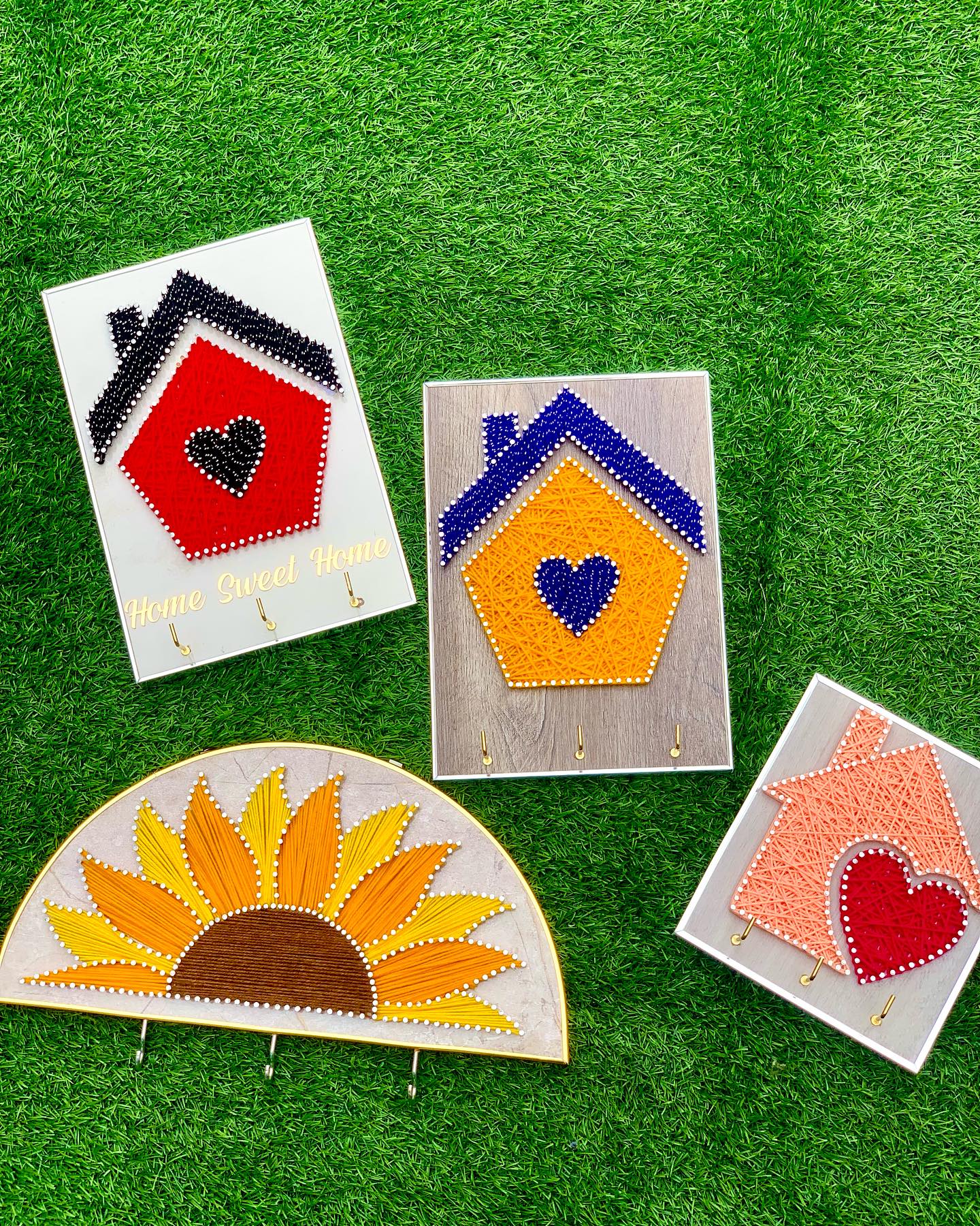 Keep your keys organised in style with our unique string art key-... — home decor string art handmade by Woody Strings Lahore