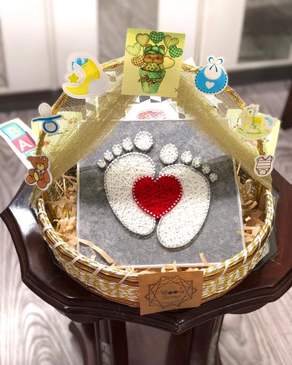 Made this special customised basket for an overseas client all th... — custom string art Pakistan handmade by Woody Strings L
