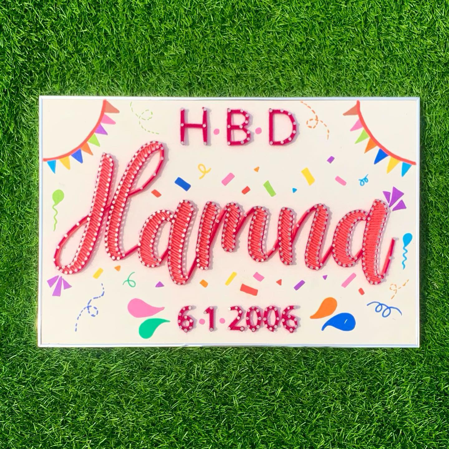 Make your loved ones birthdays more special with customised frame... — custom string art Pakistan handmade by Woody Strings L