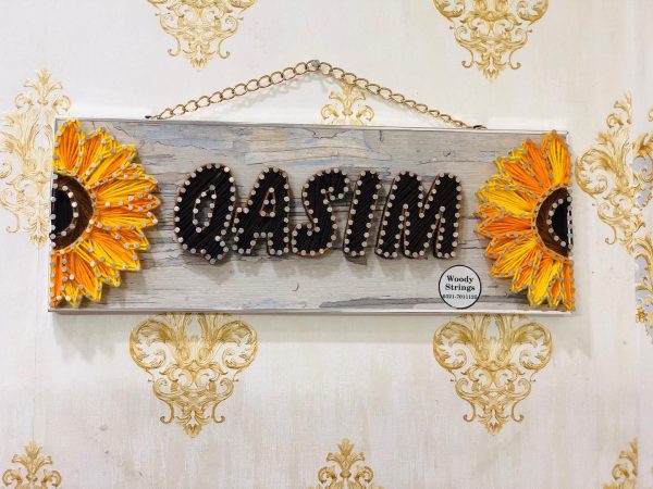 Our signature sunflower nameplates are the new talk of the town — custom string art Pakistan handmade by Woody Strings Lahore