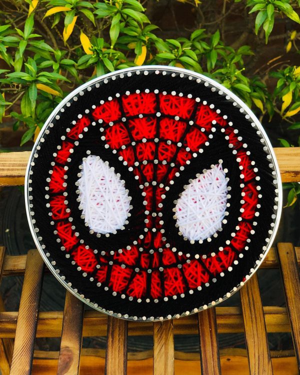 Spiderman string art — custom string art Pakistan handmade by Woody Strings Lahore Pakistan