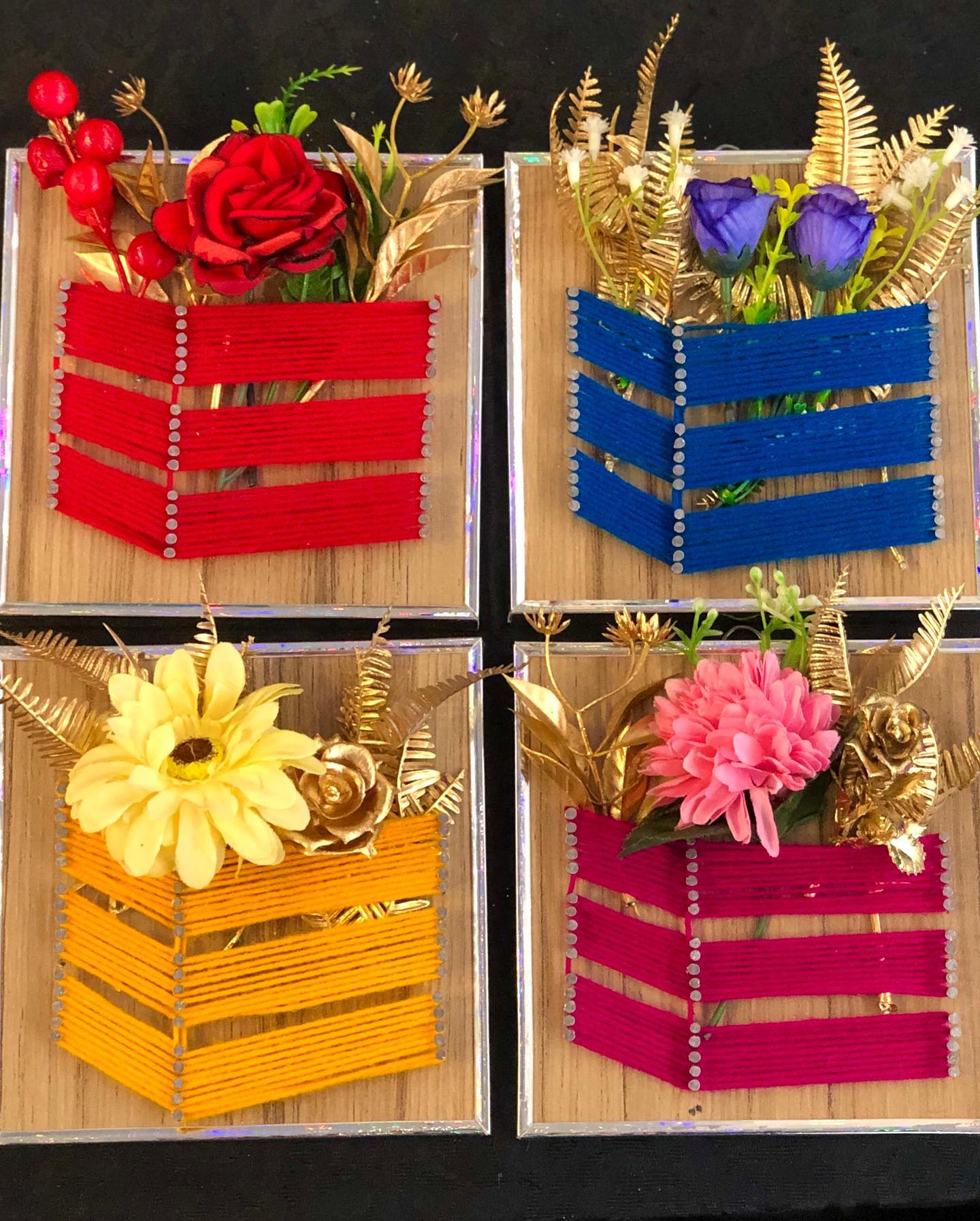 String art Crate planters — custom string art Pakistan handmade by Woody Strings Lahore Pakistan