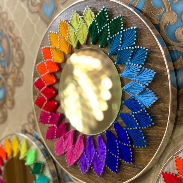 String art mirrors are always a stunning addition to your walls — string art mirror handmade by Woody Strings Lahore Pakistan