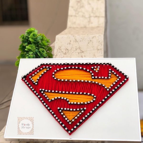 Superman string art — custom string art Pakistan handmade by Woody Strings Lahore Pakistan