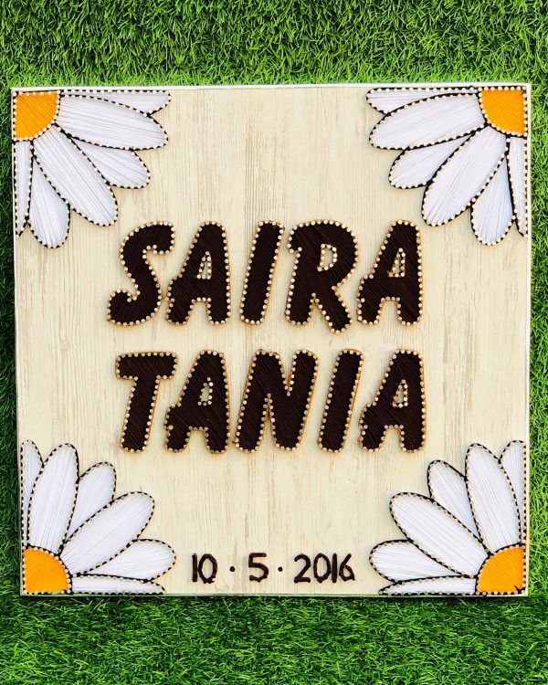 The gorgeous daisy flower name board personalised for our amazing... — handmade string art Pakistan | Woody Strings