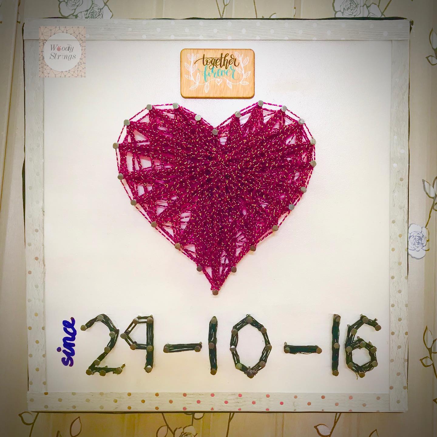 Together forever — custom string art Pakistan handmade by Woody Strings Lahore Pakistan
