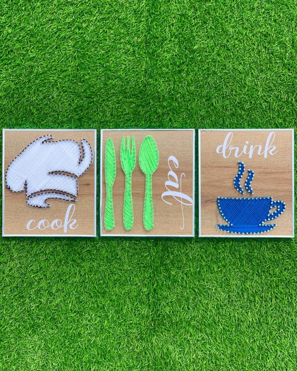 A touch of art for every dish served — home decor string art handmade by Woody Strings Lahore Pakistan
