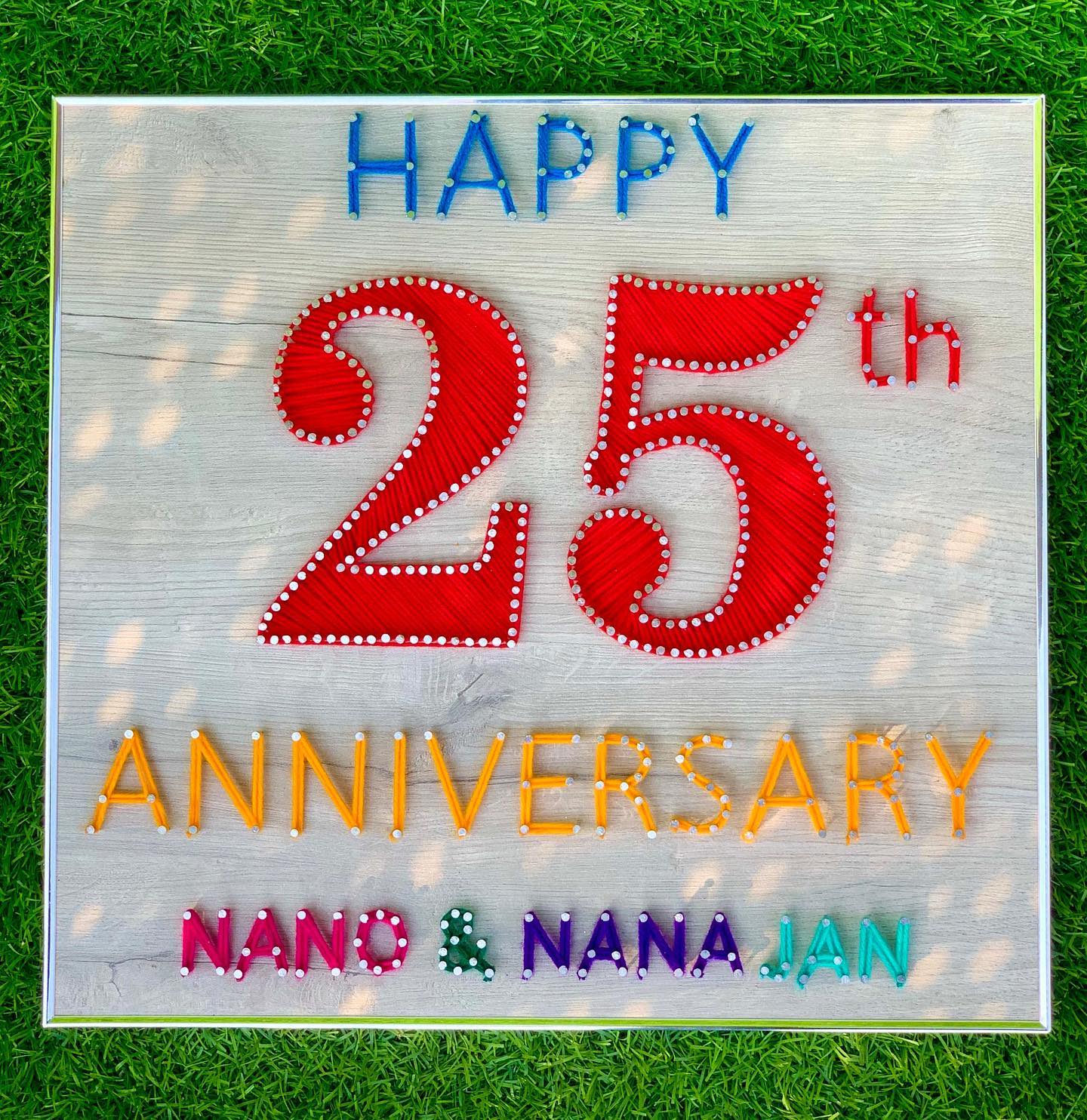 A very special frame for silver jubilee of grandparentsanniversar... — anniversary gift string art handmade by Woody Strings