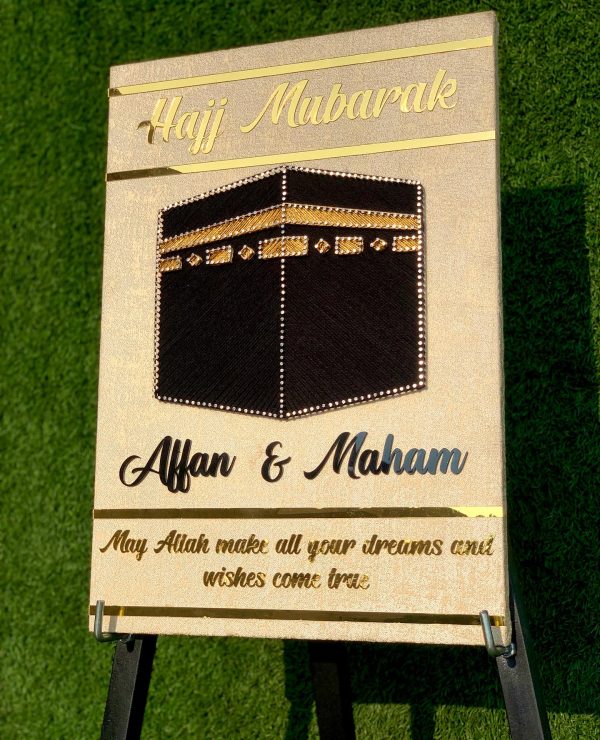 Welcome your Hajj pilgrims back with this heartfelt gift — islamic string art handmade by Woody Strings Lahore Pakistan
