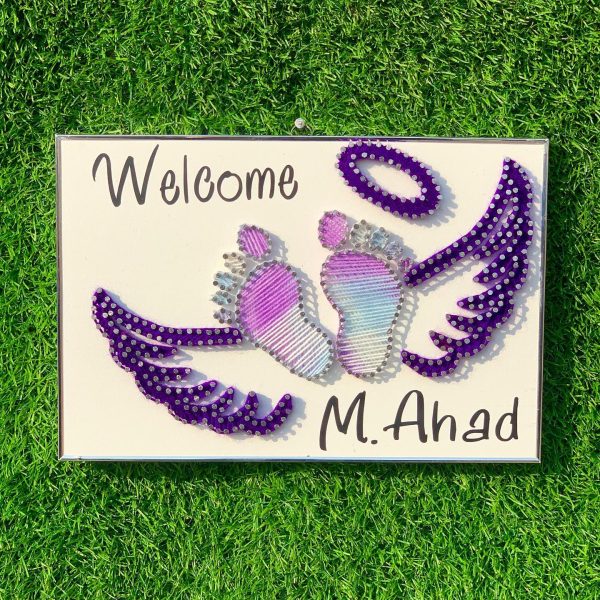 Welcome your little ones with customised frames from — custom string art Pakistan handmade by Woody Strings Lahore Pakistan