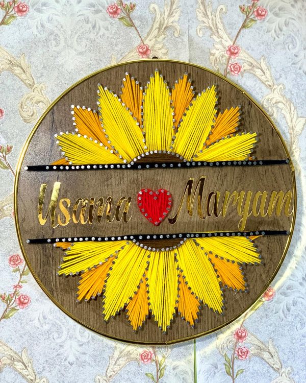 What a creative gift for the newly weds — anniversary gift string art handmade by Woody Strings Lahore Pakistan