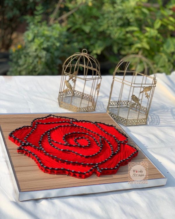 What a lovely thing a rose is — custom string art Pakistan handmade by Woody Strings Lahore Pakistan