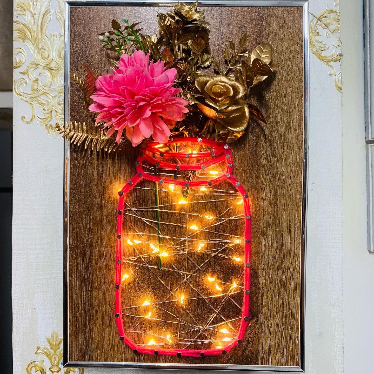 Who can resist the charm of our fairy light jars — string art lamp handmade by Woody Strings Lahore Pakistan