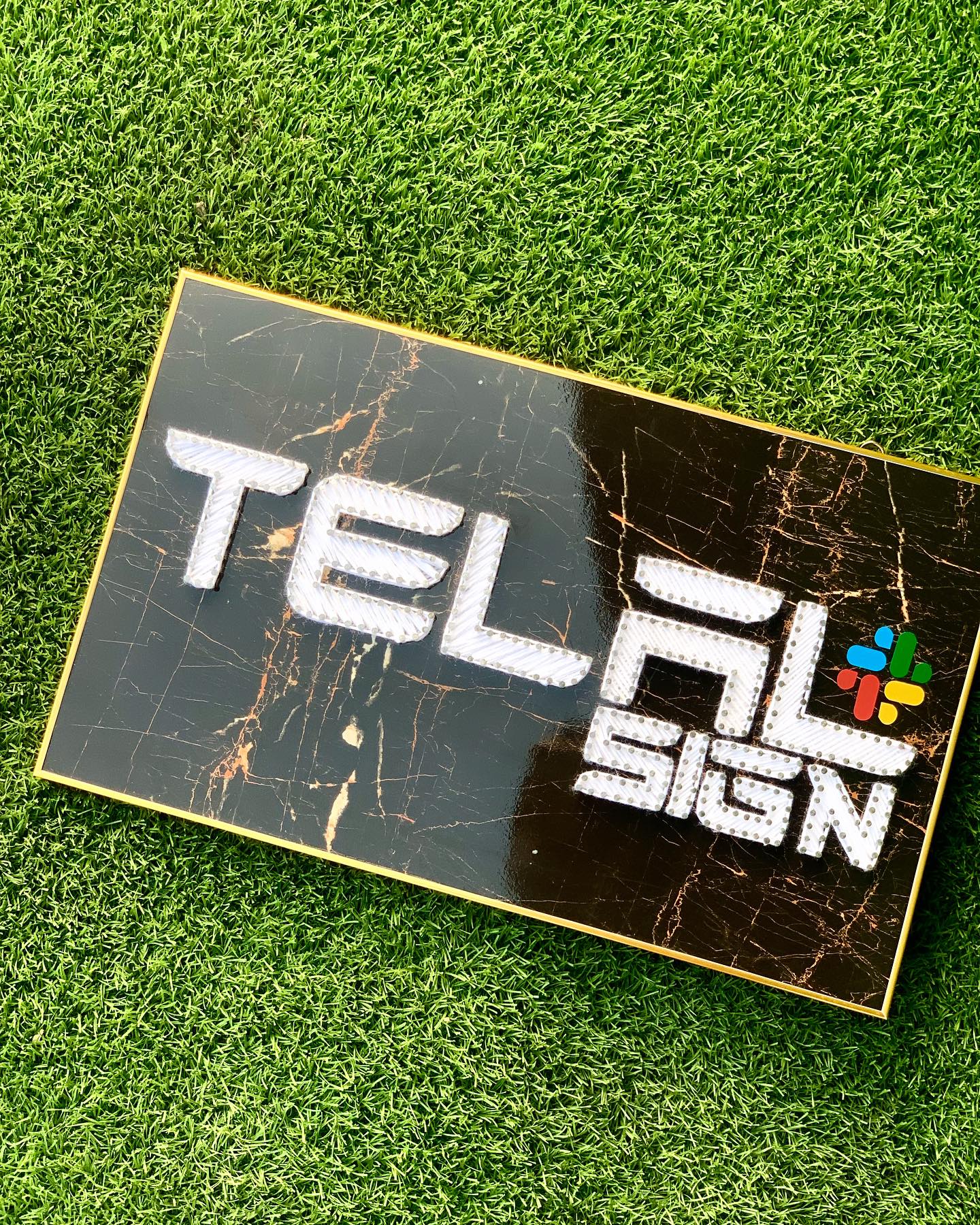 TELAL Sign Dubai Logo — logo string art handmade by Woody Strings Lahore Pakistan