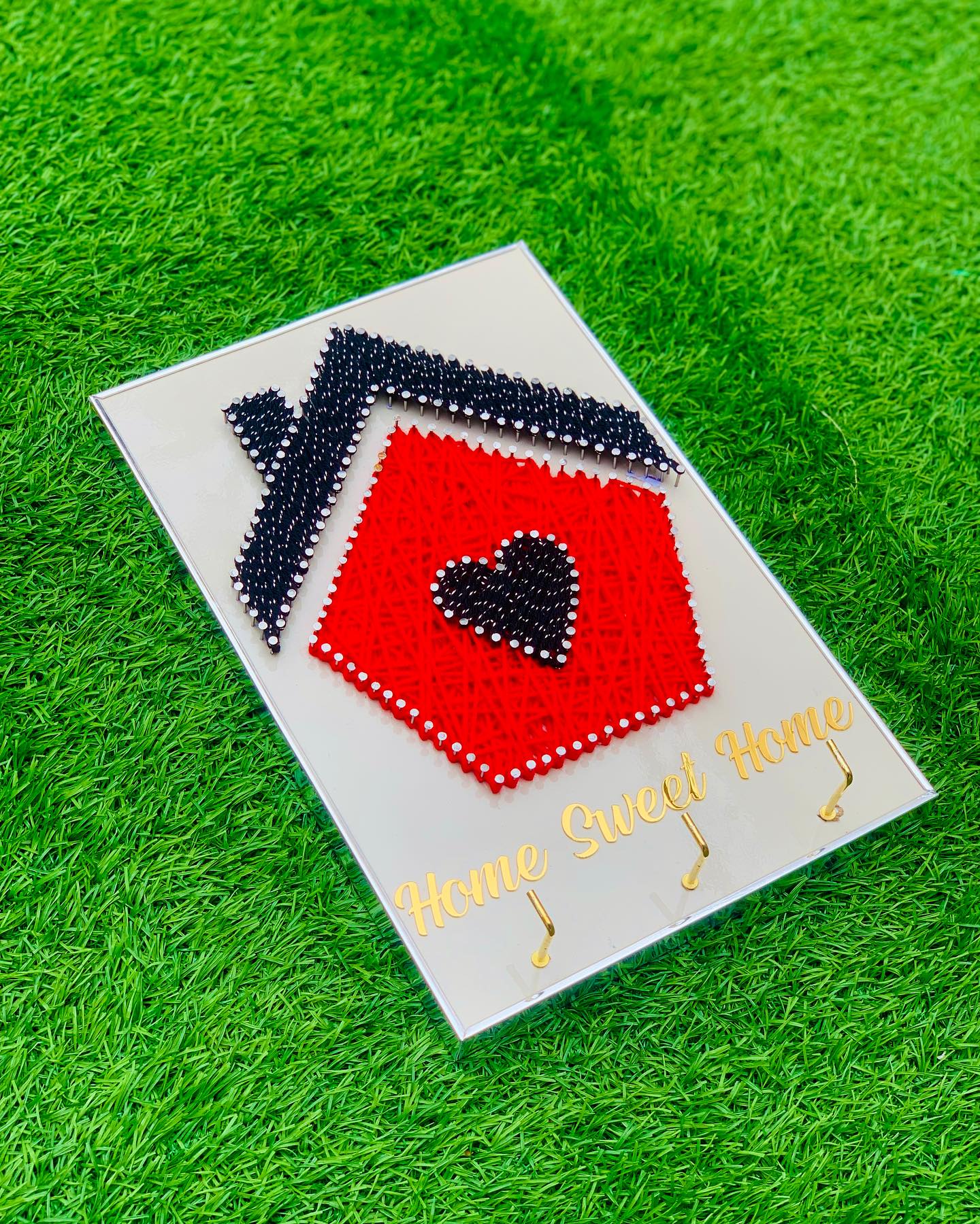 House Keyholder — anniversary gift string art handmade by Woody Strings Lahore Pakistan